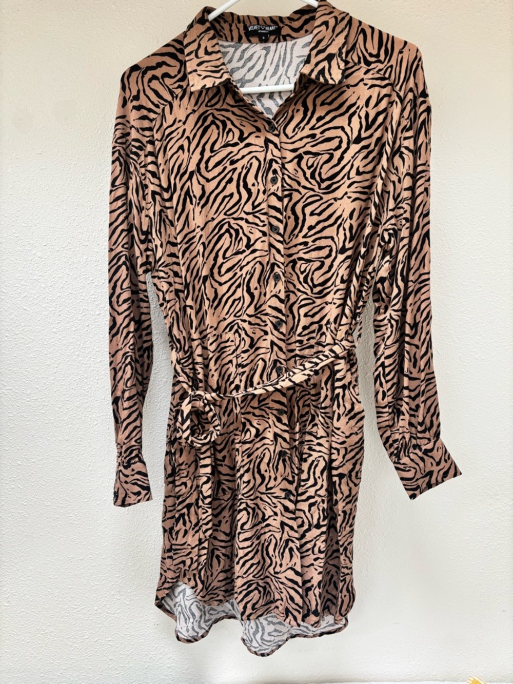 Velvet Heart Tan and Black Zebra Print Button Shirt